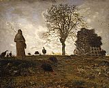 Jean Francois Millet Canvas Paintings - Autumn landscape with a flock of Turkeys